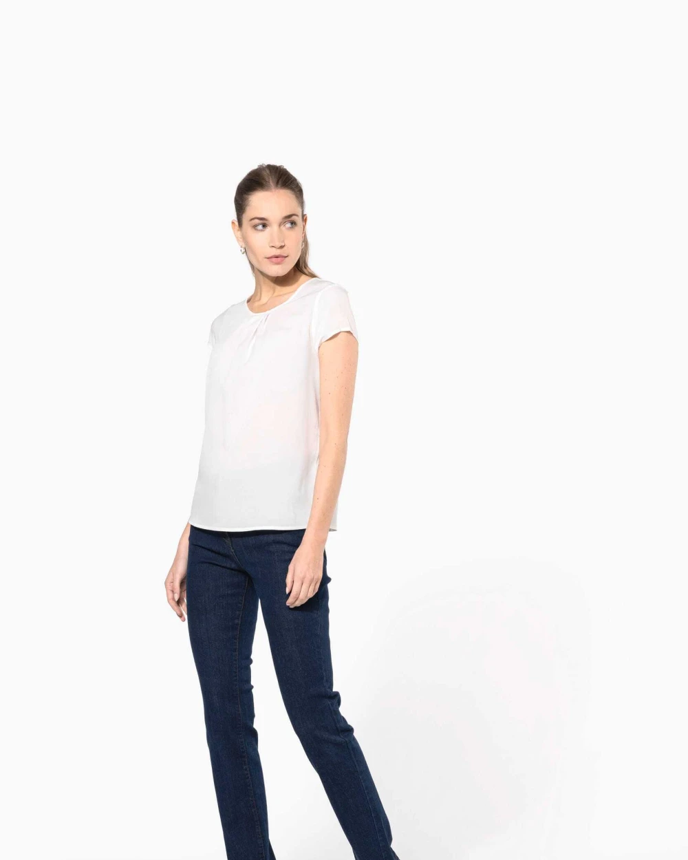 T-Shirts personnalisable KARIBAN Blouse crêpe manches courtes femme