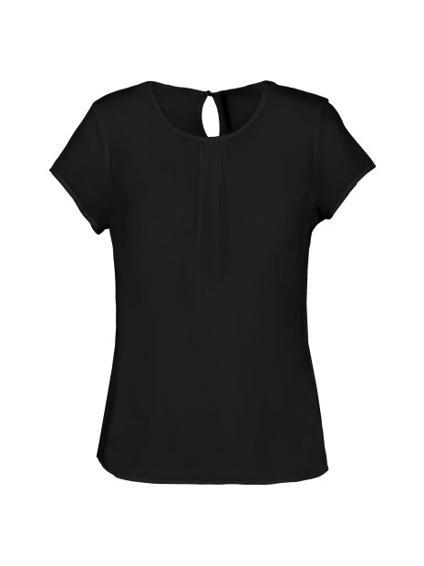 KARIBAN Blouse crêpe manches courtes femme /api/colors/b9fdad4a-5e94-45cb-8c03-c08b349b28c3 personnalisable