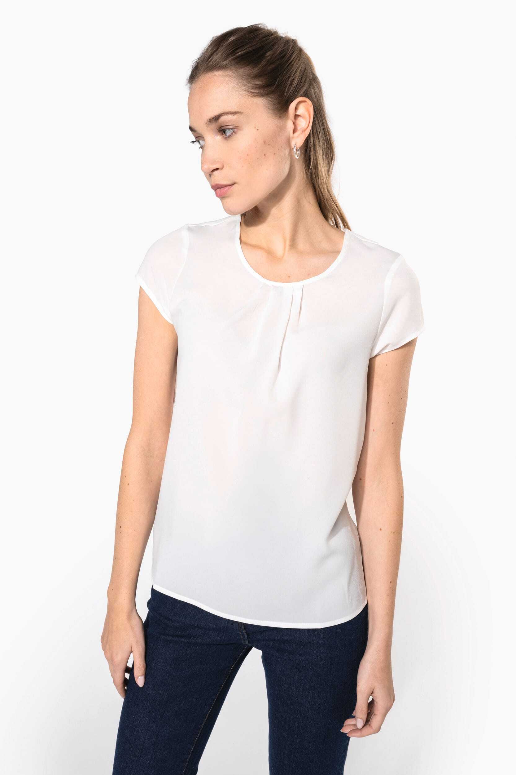 T-Shirts personnalisable KARIBAN Blouse crêpe manches courtes femme