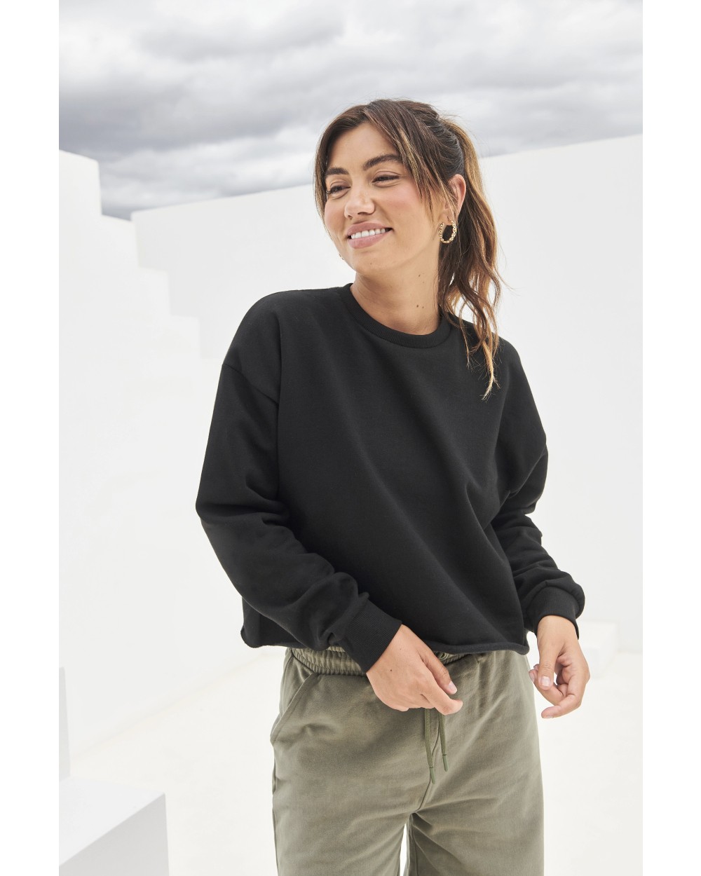 SKINNIFIT Women`s Cropped Slounge Sweat Sweatshirts personalisierbar