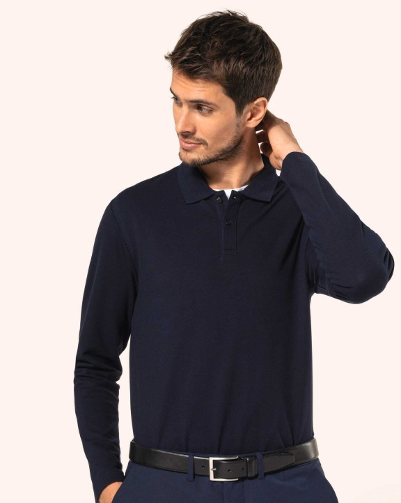 Polo's KARIBAN Supima® herenpolo lange mouwen voor bedrukking &amp; borduring
