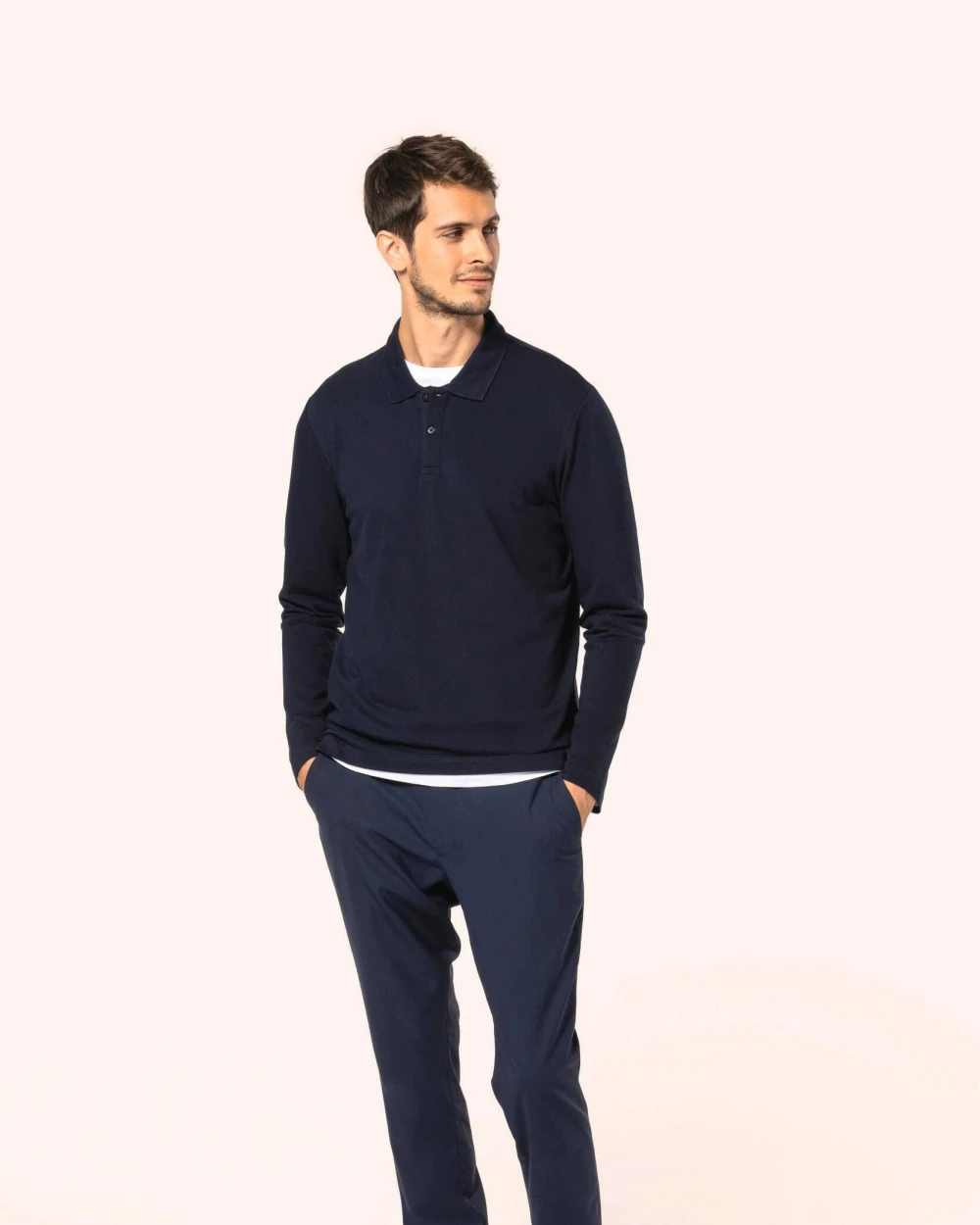 KARIBAN Supima® Herren-Polohemd mit langen Ärmeln Poloshirts personalisierbar