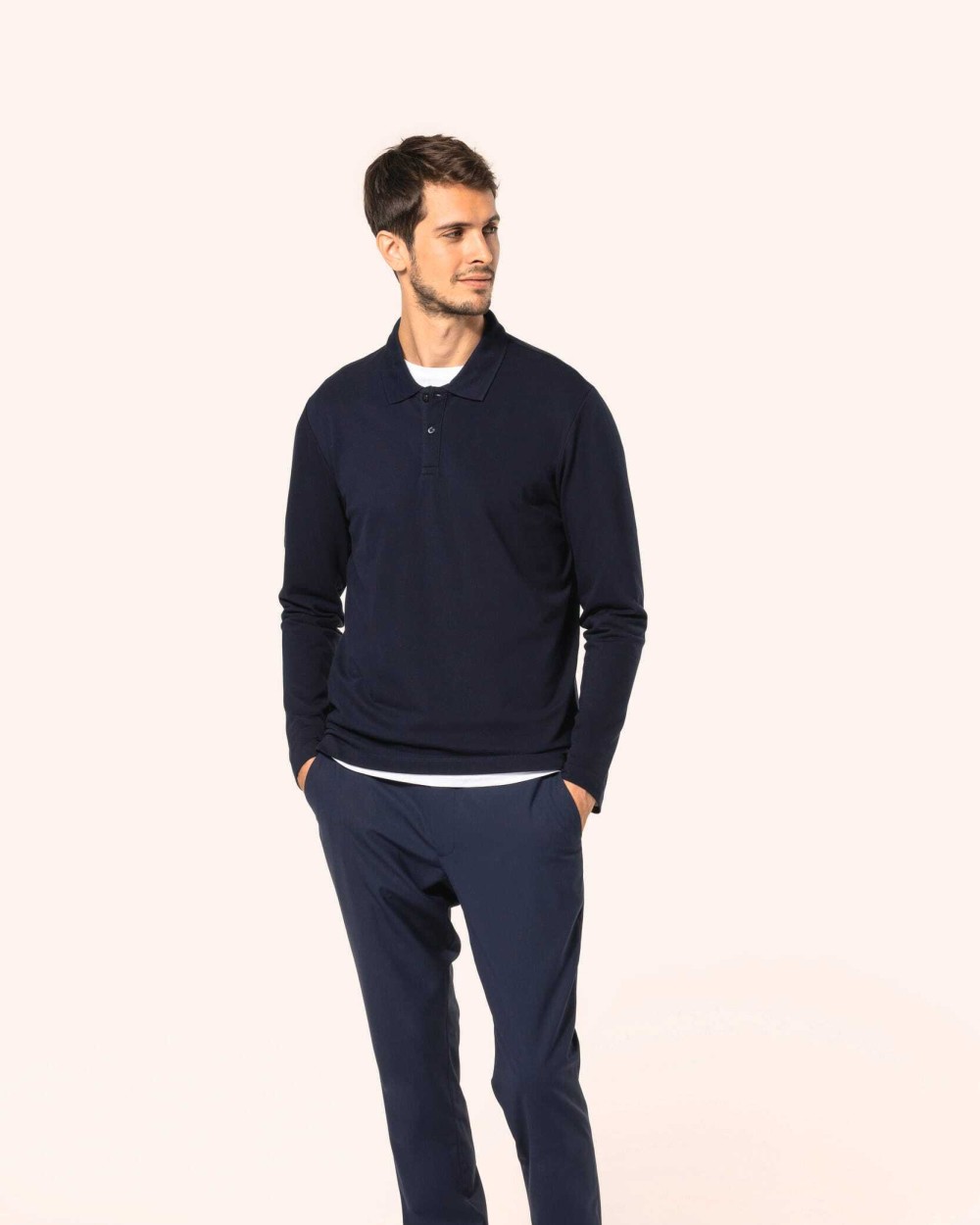 KARIBAN Supima® Herren-Polohemd mit langen Ärmeln Poloshirts personalisierbar