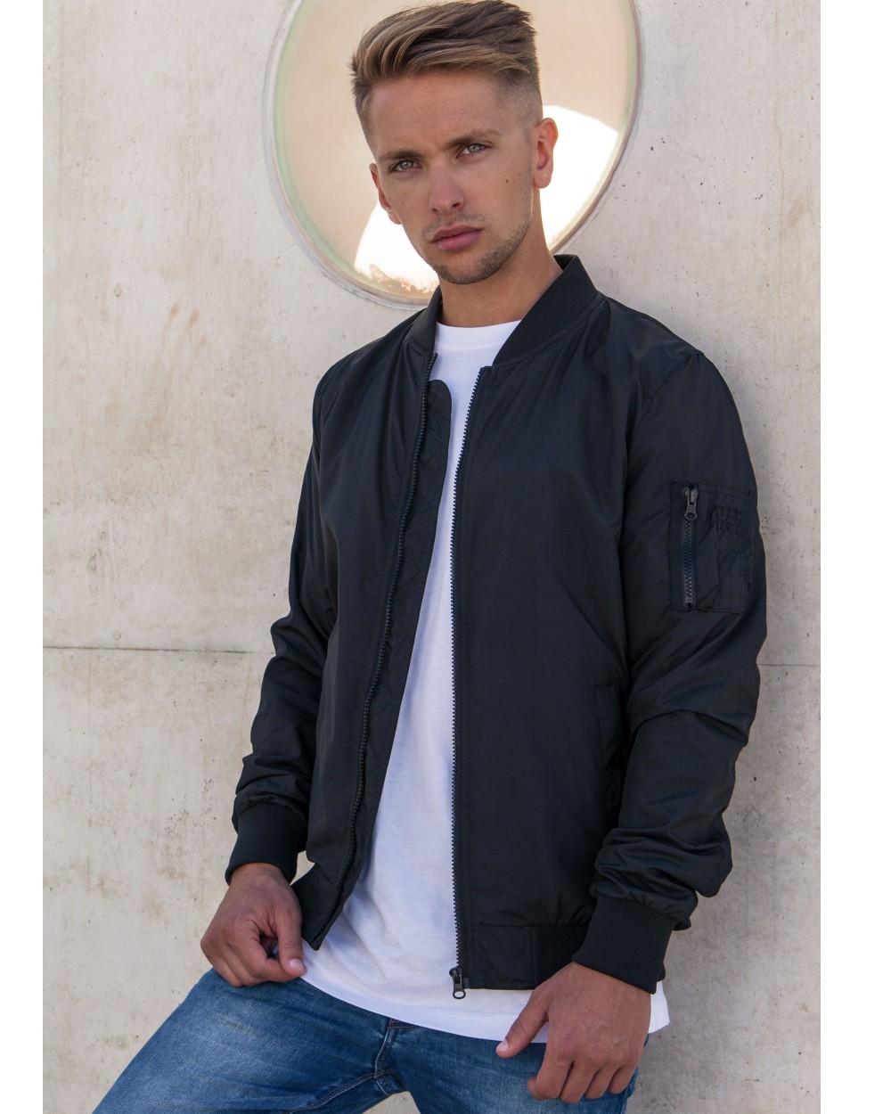 BUILD YOUR BRAND NYLON BOMBER JACKET Jacken personalisierbar
