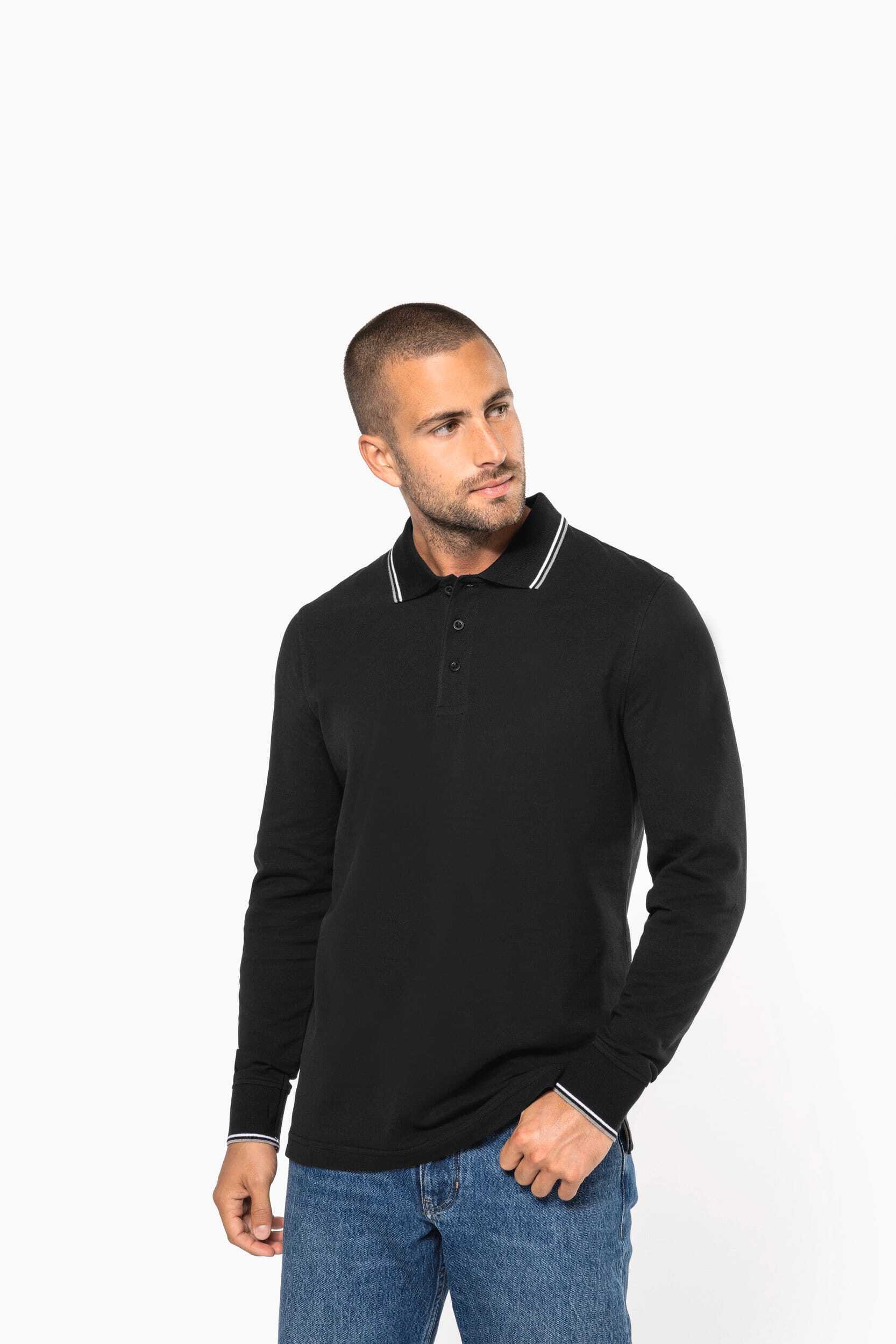 Polos personnalisable KARIBAN Polo maille piquée manches longues homme