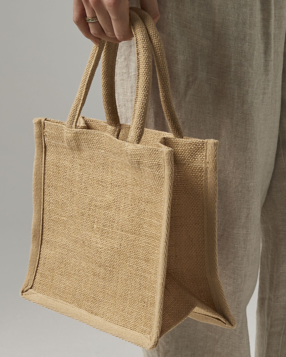 WESTFORDMILL NATURAL STARCHED JUTE MINI GIFT BAG Taschen personalisierbar