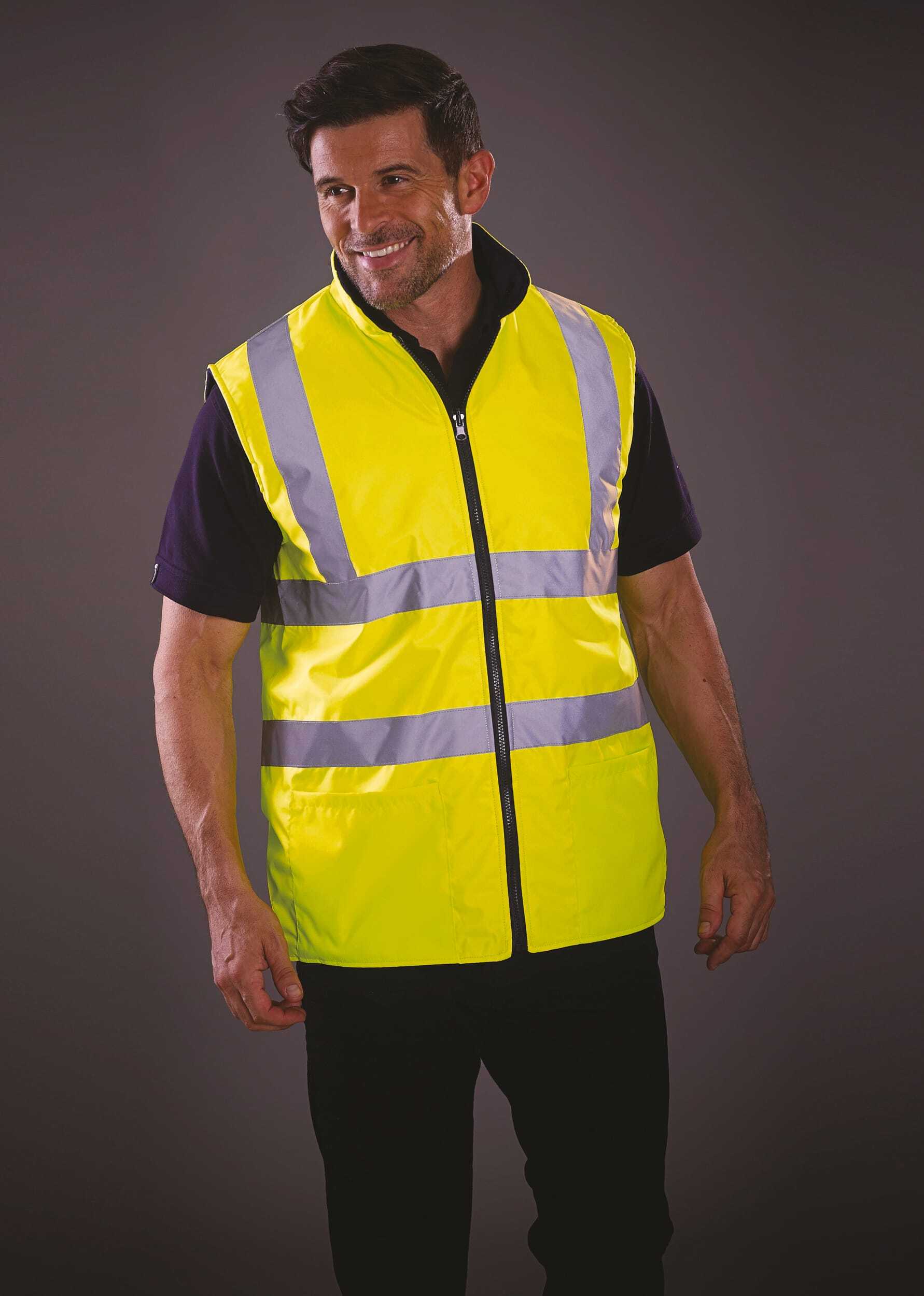 Jassen YOKO Omkeerbare fleece veiligheidsbodywarmer voor bedrukking &amp; borduring