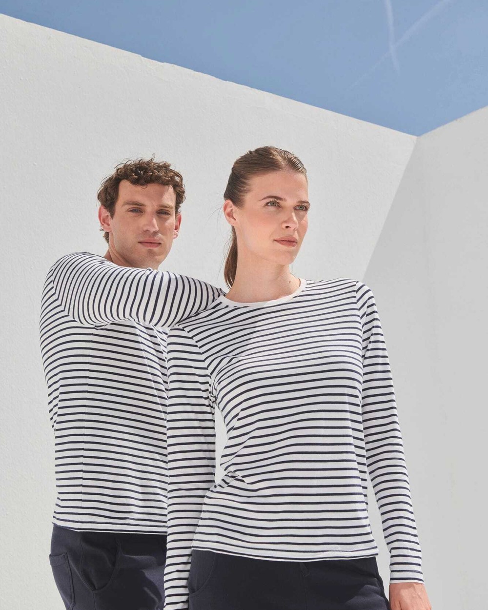 T-shirts SKINNIFIT Long sleeved striped t-shirt voor bedrukking &amp; borduring