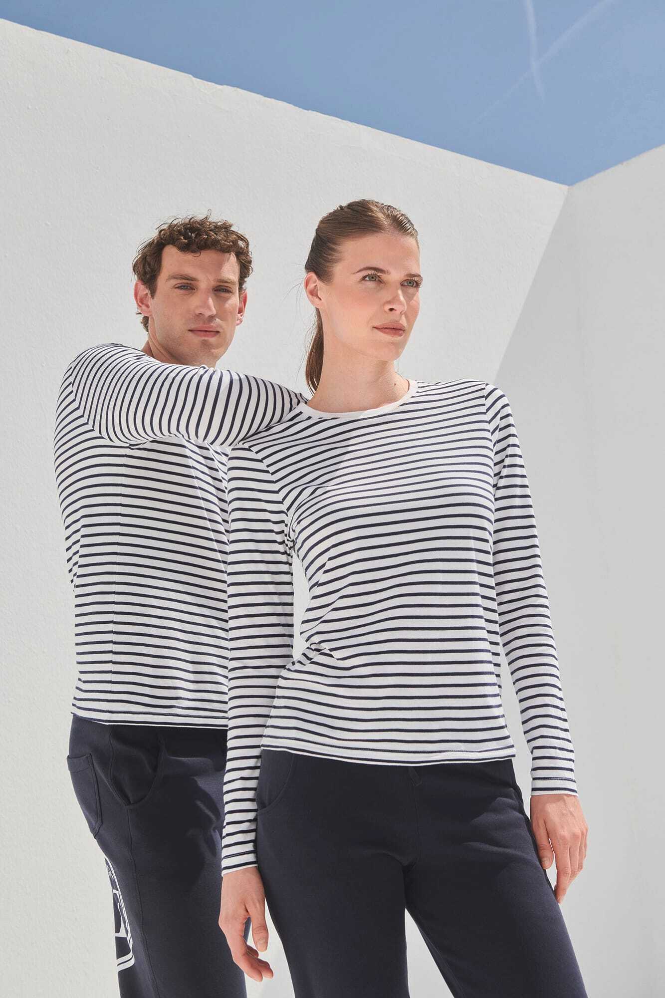 T-shirts SKINNIFIT Long sleeved striped t-shirt voor bedrukking &amp; borduring