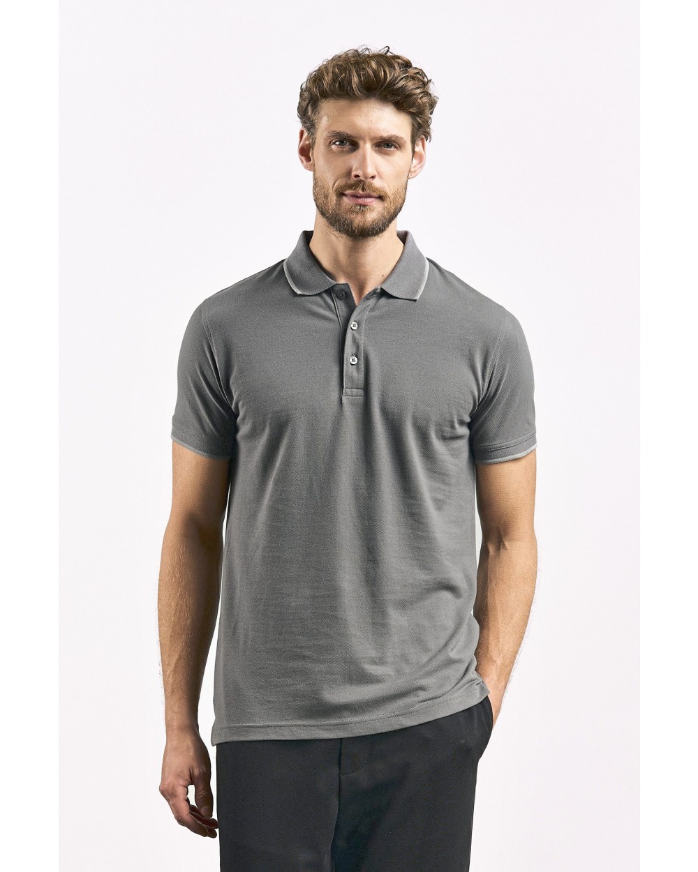 PROMODORO Unisex Polo Contrast Stripes Poloshirts personalisierbar