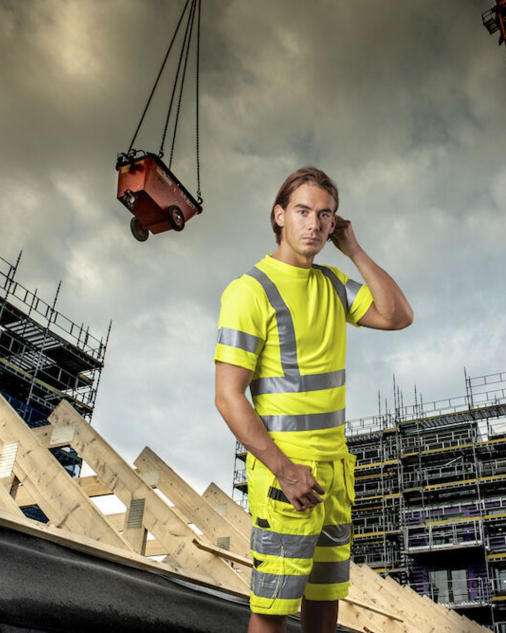Bermuda's & Shorts PROJOB 6535 SIGNALISATIESHORT MET SPIJKERZAKKEN EN ISO 20471 KLASSE 2 voor bedrukking &amp; borduring