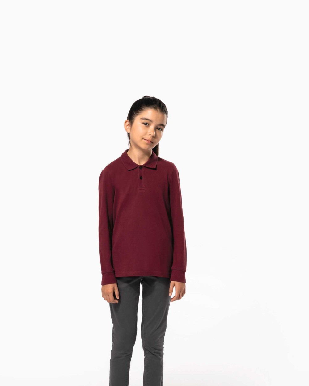 KARIBAN Polohemd mit langen Ärmeln für Kinder. Poloshirts personalisierbar