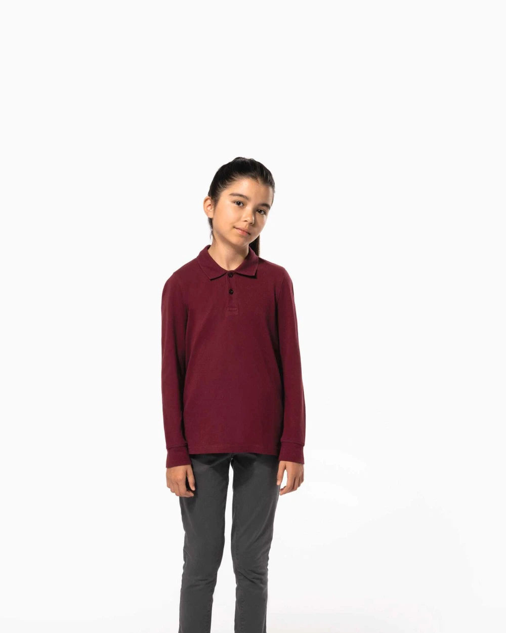 KARIBAN Polohemd mit langen Ärmeln für Kinder. Poloshirts personalisierbar