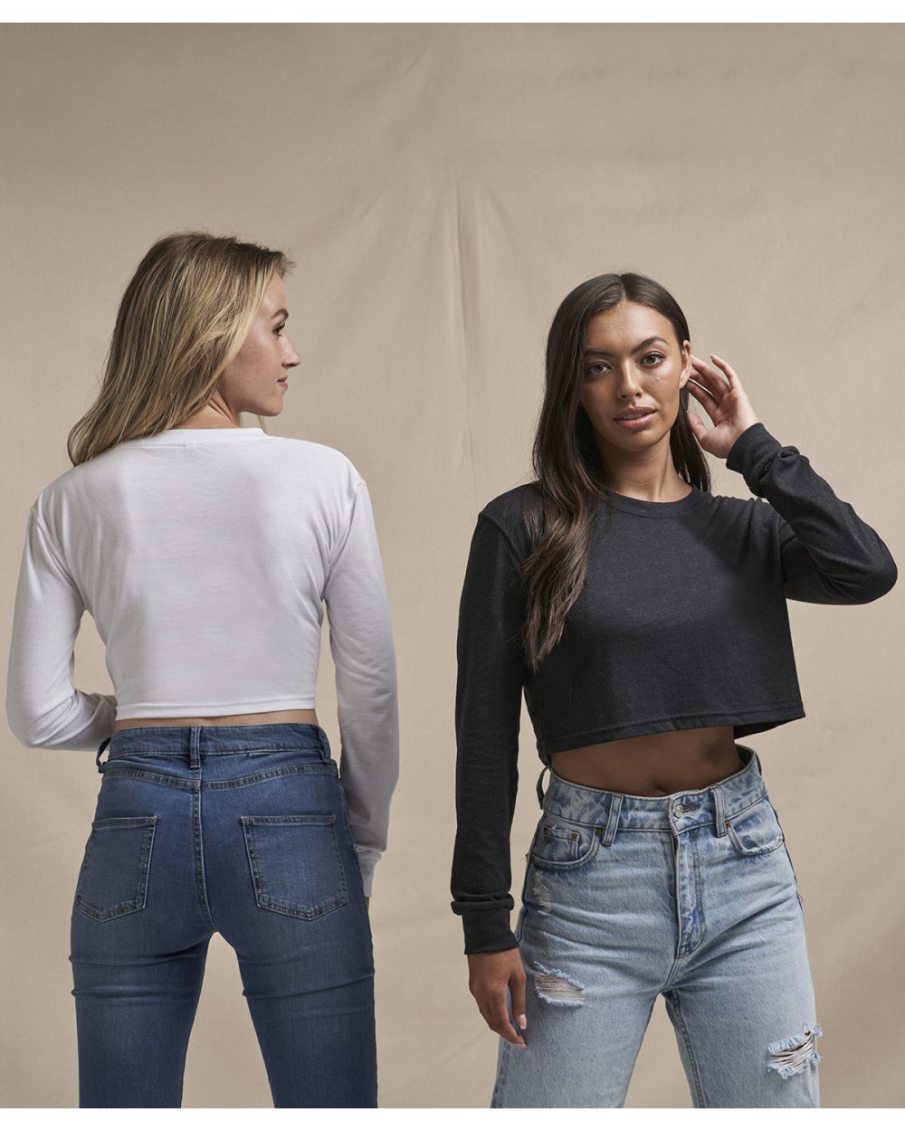 T-Shirts personnalisable AWDIS Women's long sleeve cropped T