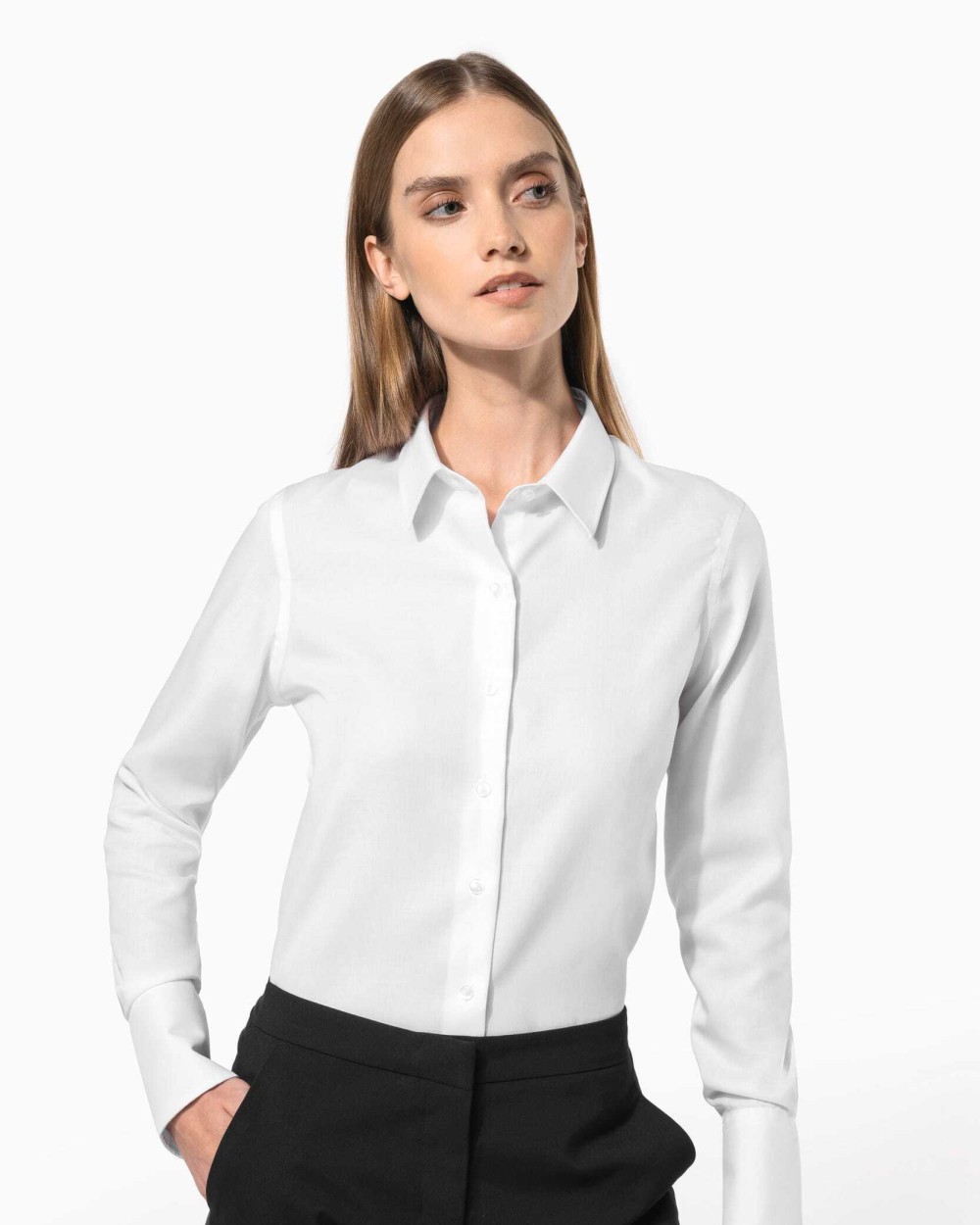 KARIBAN Damen Langarmbluse Bügelfrei Hemden personalisierbar