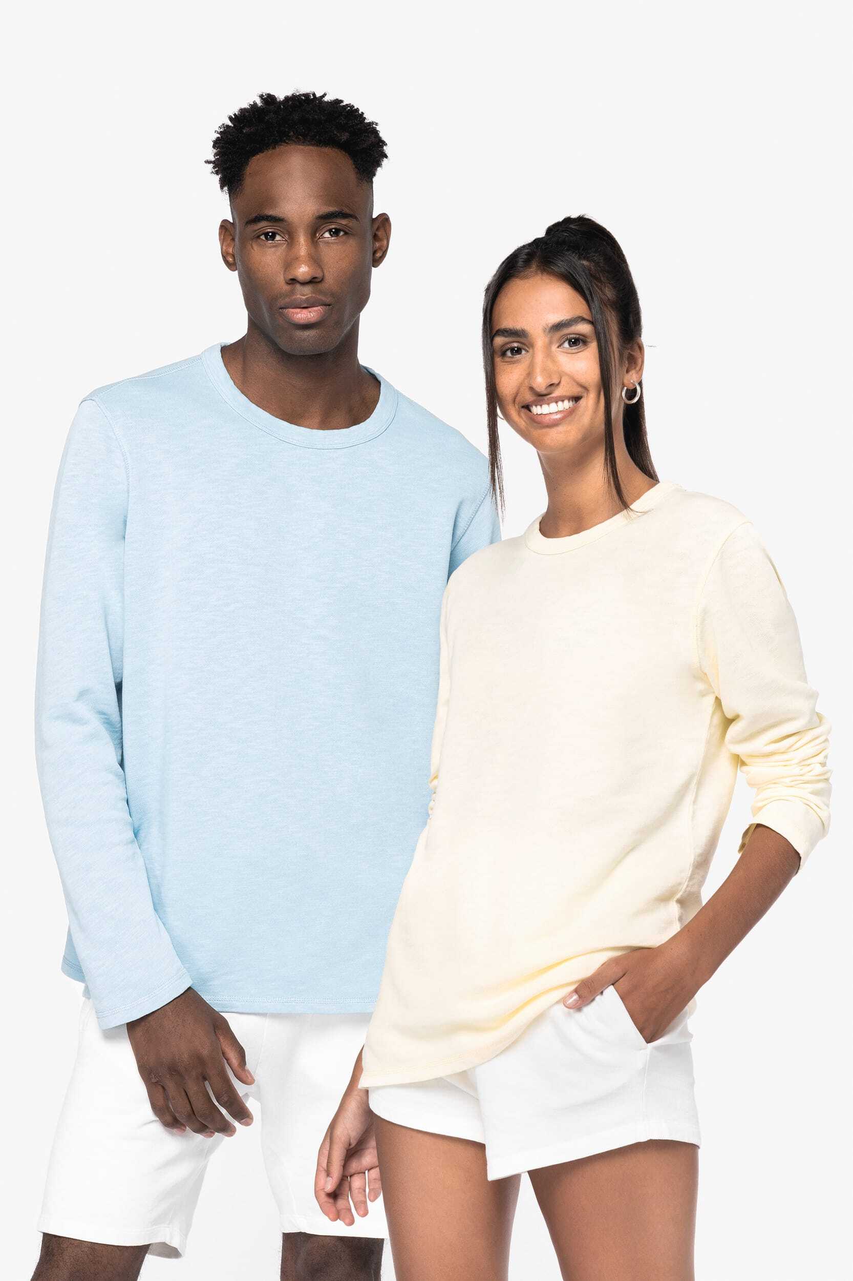 Sweat-shirts personnalisable NATIVE SPIRIT Sweat-shirt écoresponsable à col rond délavé French Terry unisexe