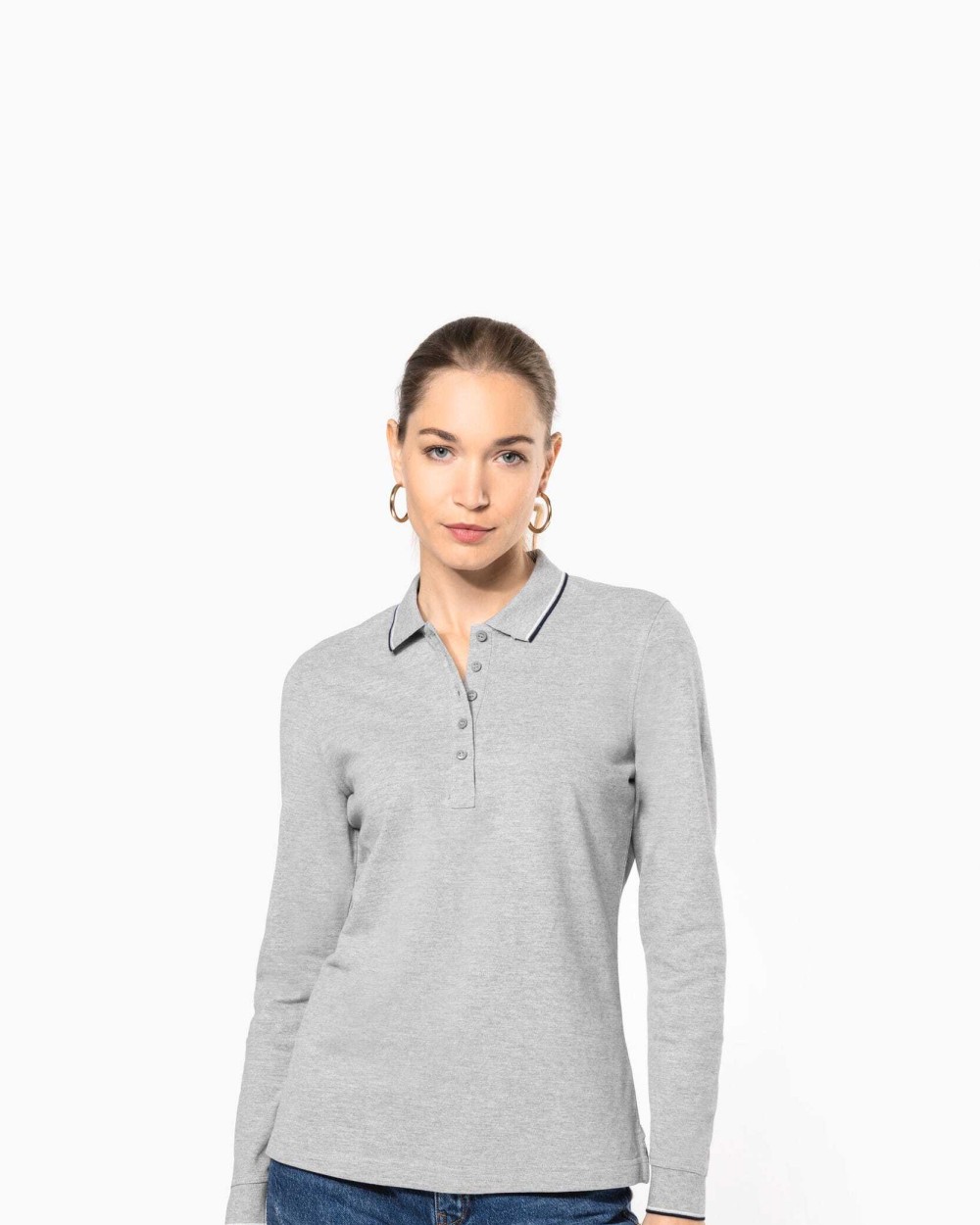 KARIBAN Langarm-Polohemd aus Piqué für Damen Poloshirts personalisierbar