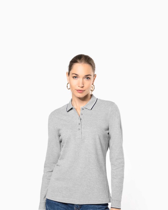 Polos personnalisable Kariban Polo maille piquée manches longues femme