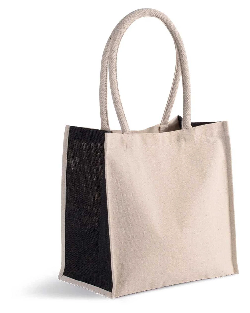 Tote bags KIMOOD Shopper van katoen/jute - 17 L voor bedrukking &amp; borduring