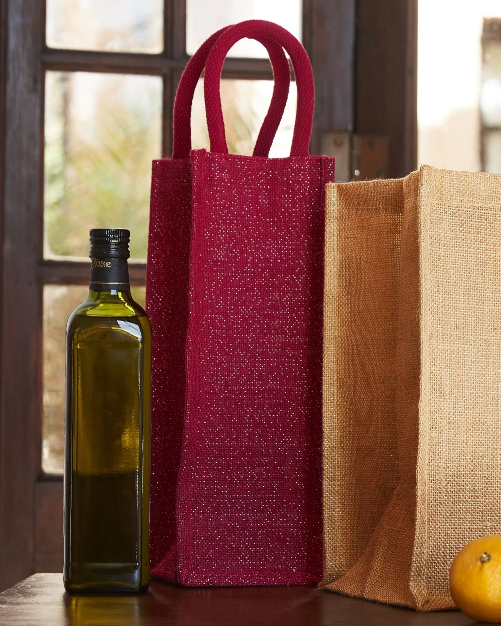 Tassen & Zakken WESTFORDMILL SHIMMER JUTE BOTTLE BAG voor bedrukking &amp; borduring