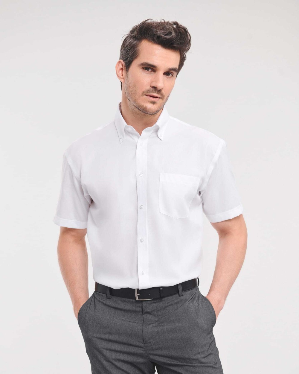 RUSSELL Men's Short Sleeve Ultimate Non-Iron Shirt Hemden personalisierbar