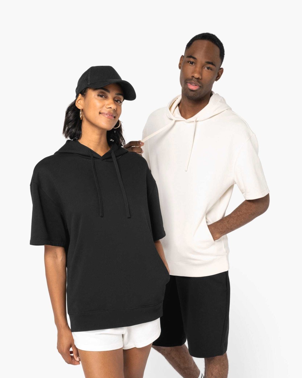 Sweaters & hoodies NATIVE SPIRIT Ecologische uniseks sweater met capuchon en korte verlaagde schouders French Terry voor bedrukking &amp; borduring