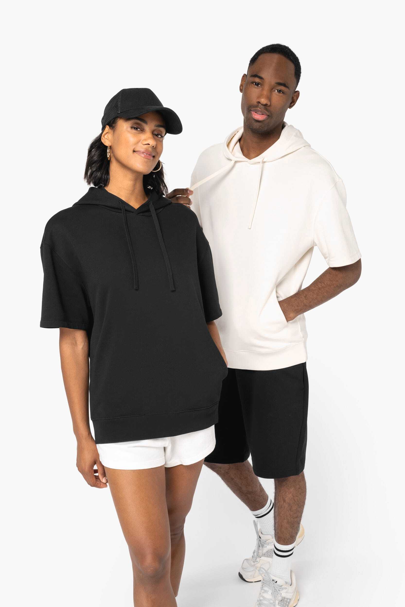 Sweat-shirts personnalisable NATIVE SPIRIT Sweat-shirt écoresponsable à capuche à épaules tombantes manches courtes French Terry unisexe