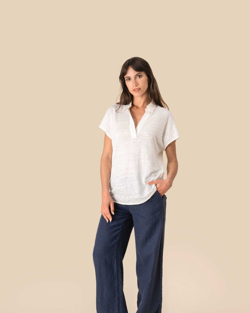 SPASSO Damen-Polohemd aus Leinen Poloshirts personalisierbar