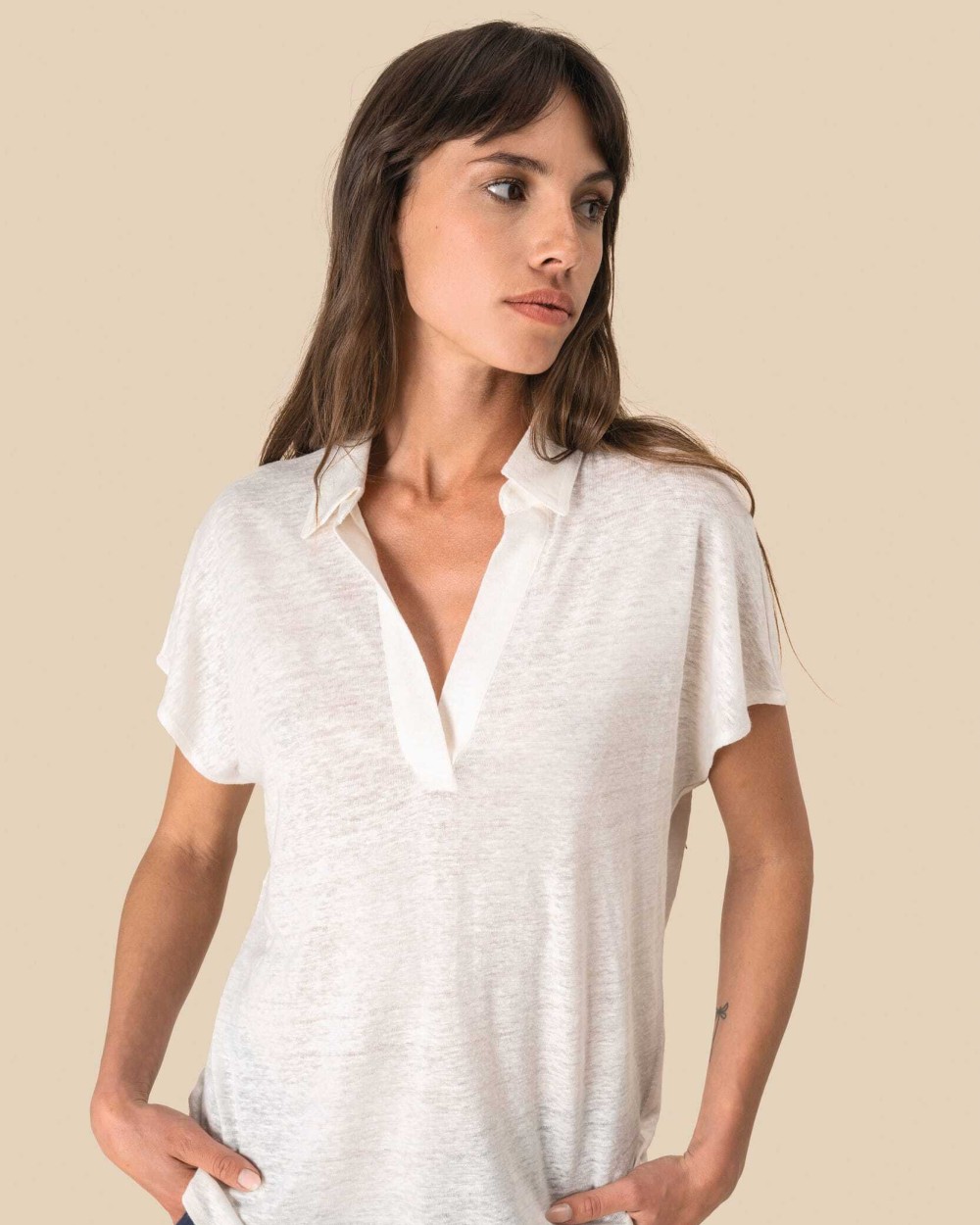 SPASSO Damen-Polohemd aus Leinen Poloshirts personalisierbar