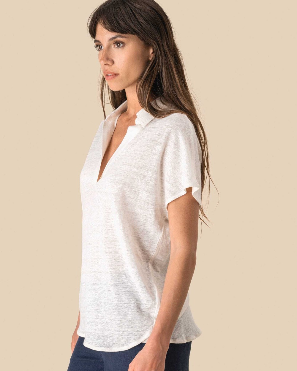 SPASSO Damen-Polohemd aus Leinen Poloshirts personalisierbar
