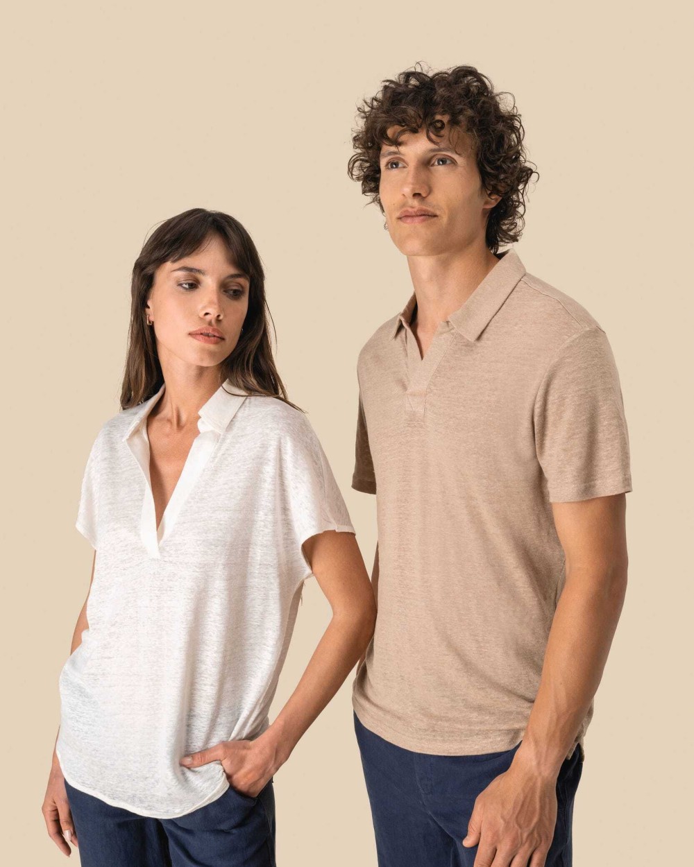 SPASSO Damen-Polohemd aus Leinen Poloshirts personalisierbar