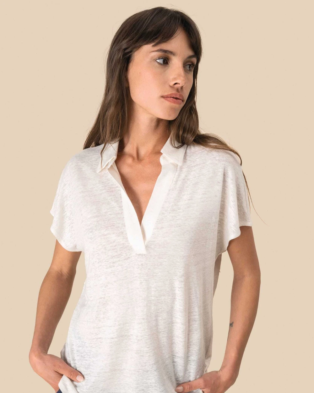 SPASSO Damen-Polohemd aus Leinen Poloshirts personalisierbar
