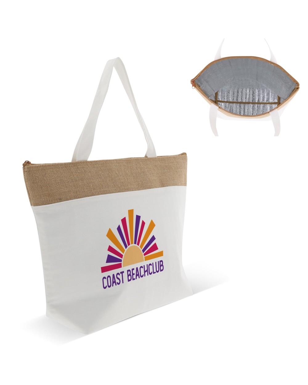 Tote bags personnalisable 4DO Sac isotherme de plage coton/jute 42x10x30cm