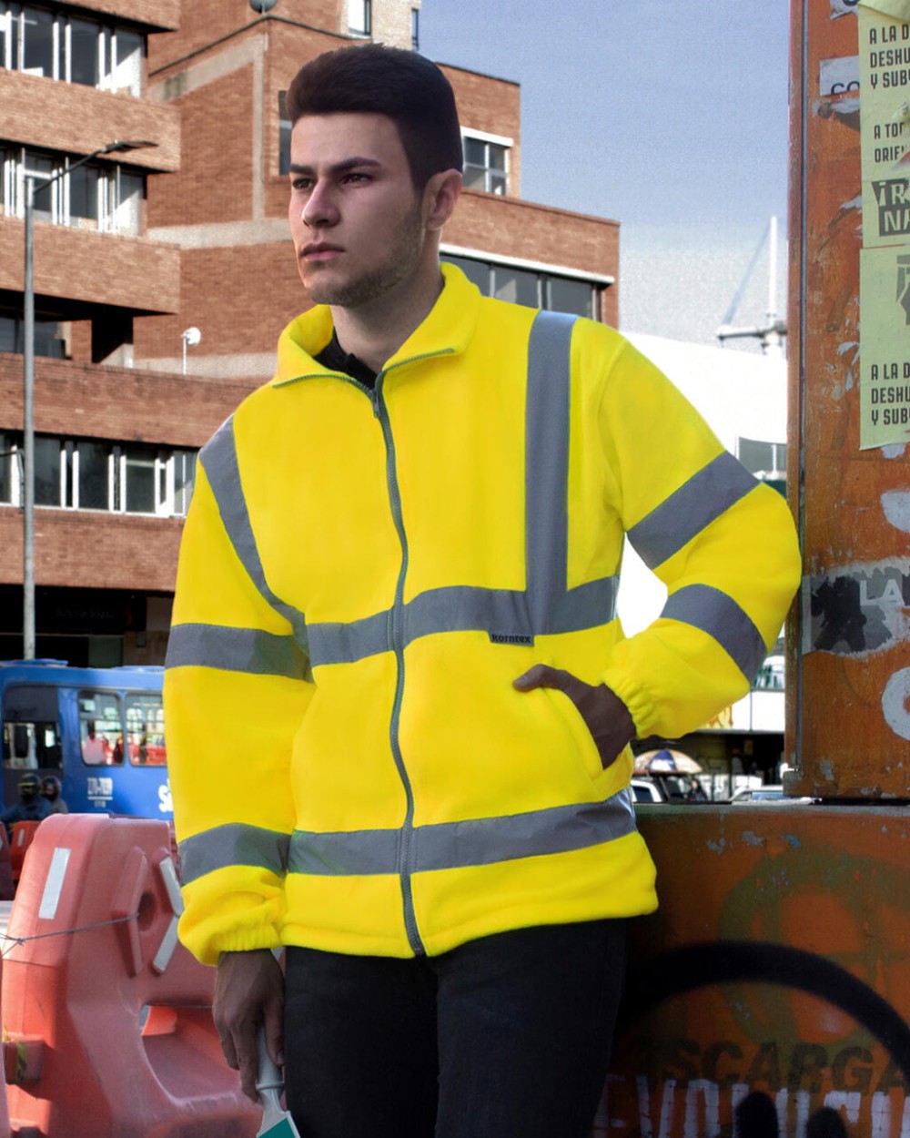 Laines polaires personnalisable KORNTEX Hi-Vis Fleece Jacket "Bergen"