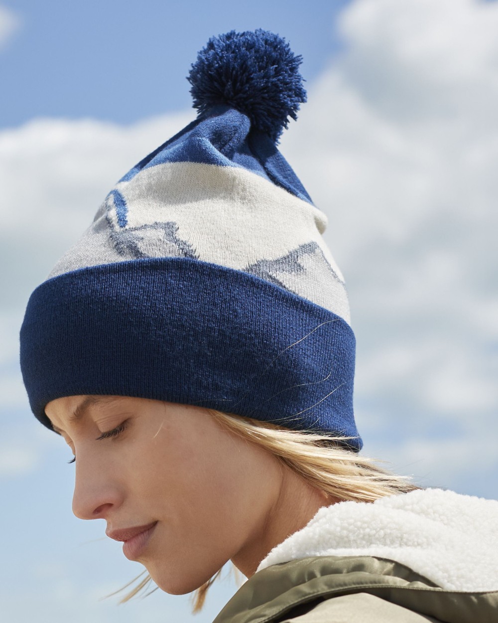 Petjes BEECHFIELD POMPOM MOUNTAIN PEAKS BEANIE voor bedrukking &amp; borduring