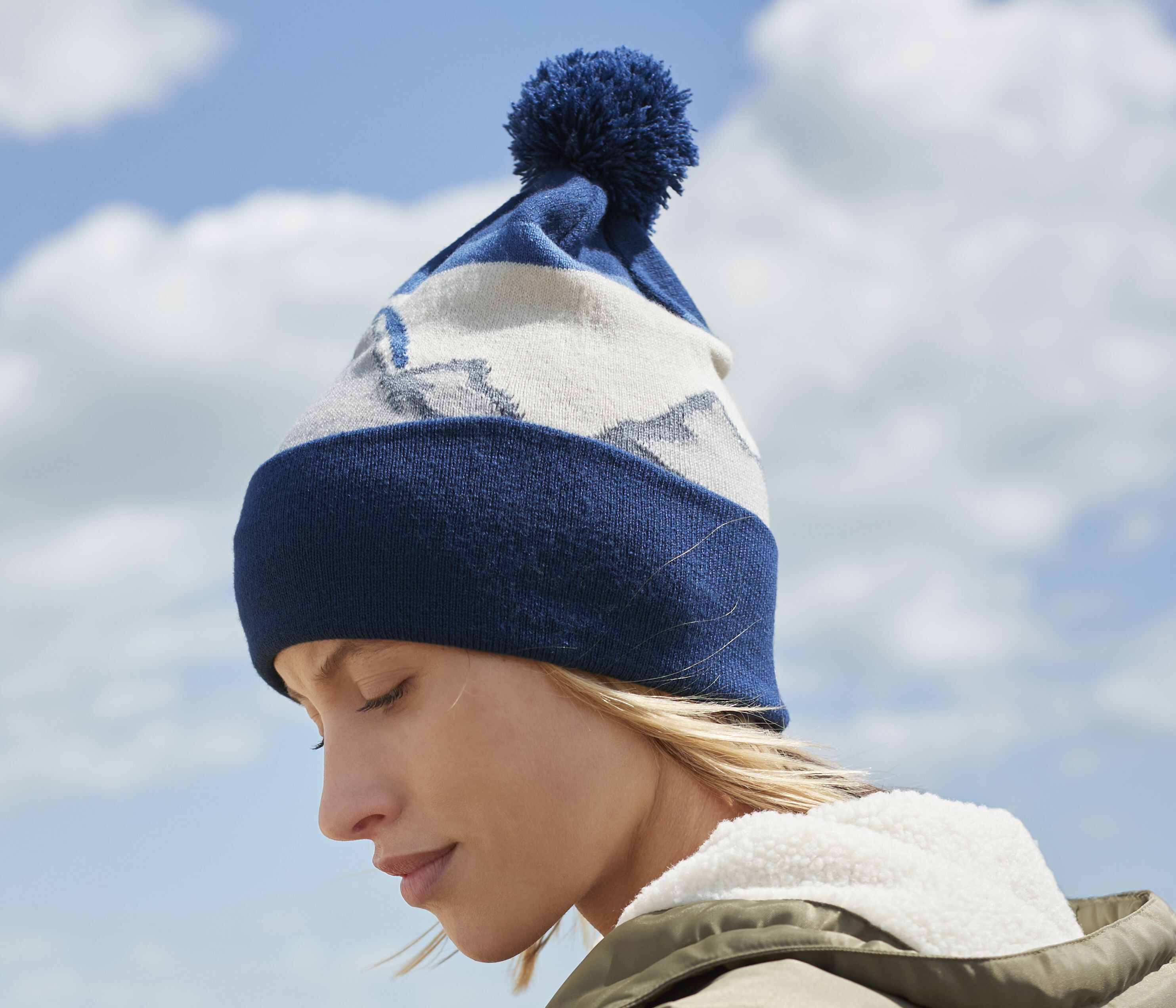 Casquettes personnalisable BEECHFIELD POMPOM MOUNTAIN PEAKS BEANIE