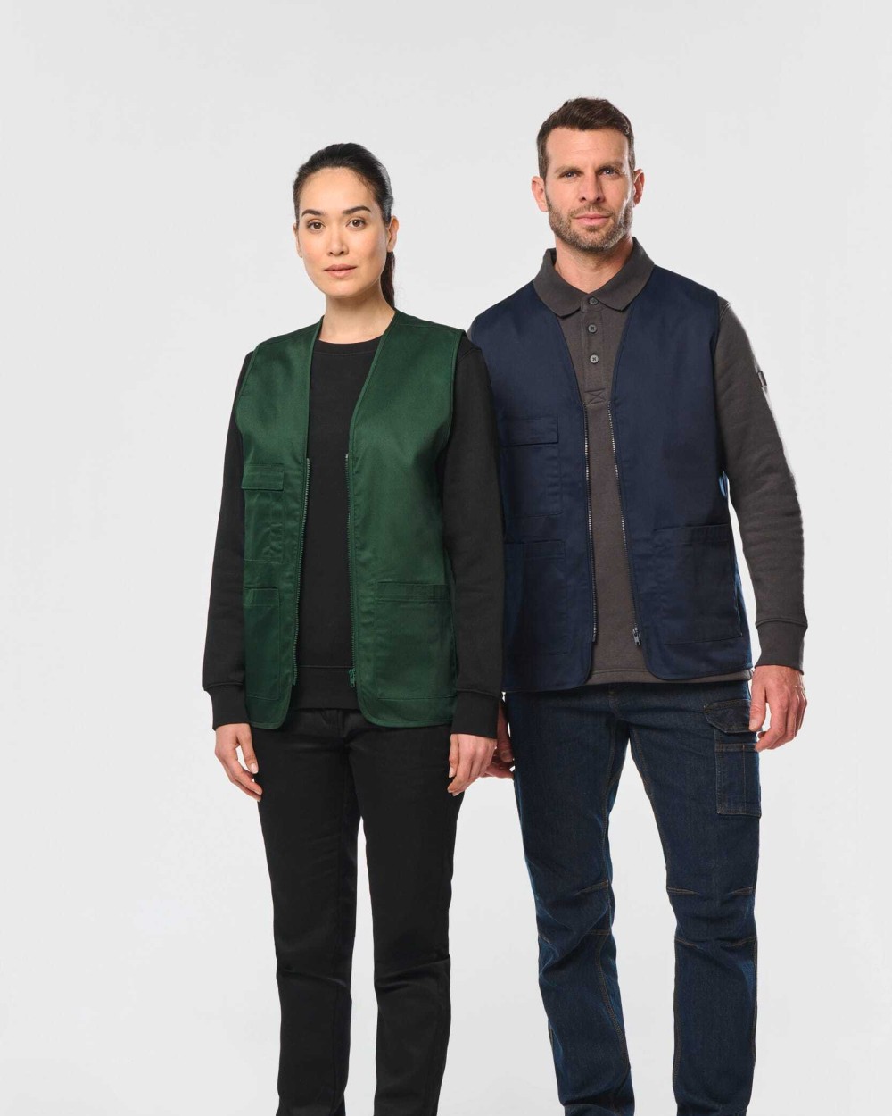 WK. DESIGNED TO WORK Unisex-Weste aus  Baumwollpolyester mit mehreren Taschen Jacken personalisierbar