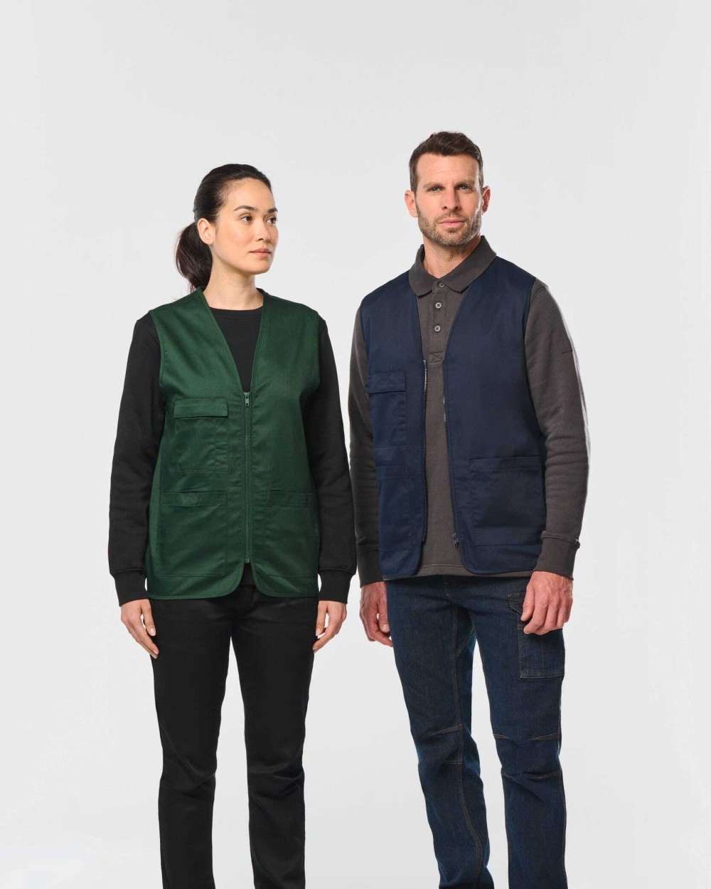 WK. DESIGNED TO WORK Unisex-Weste aus  Baumwollpolyester mit mehreren Taschen Jacken personalisierbar