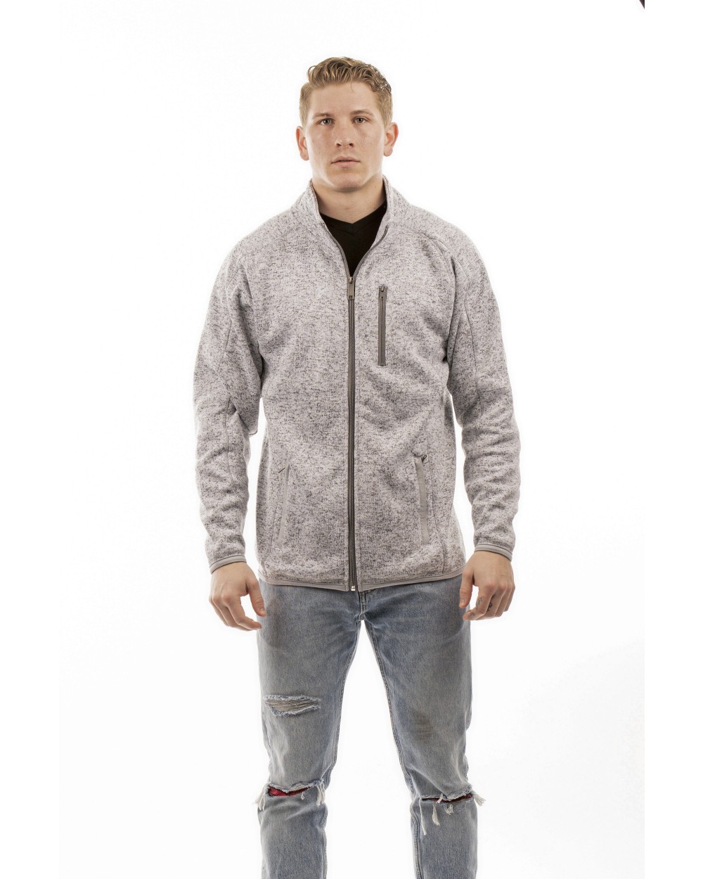 Jassen BURNSIDE Men´s Full Zip Sweater Knit Jacket voor bedrukking &amp; borduring