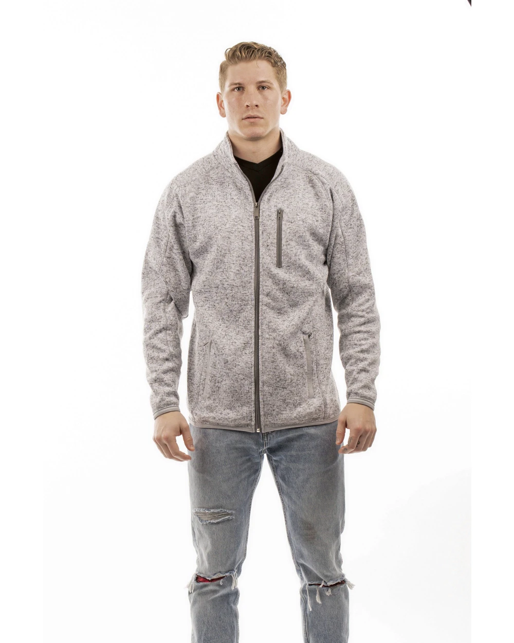 Vestes personnalisable BURNSIDE Men´s Full Zip Sweater Knit Jacket