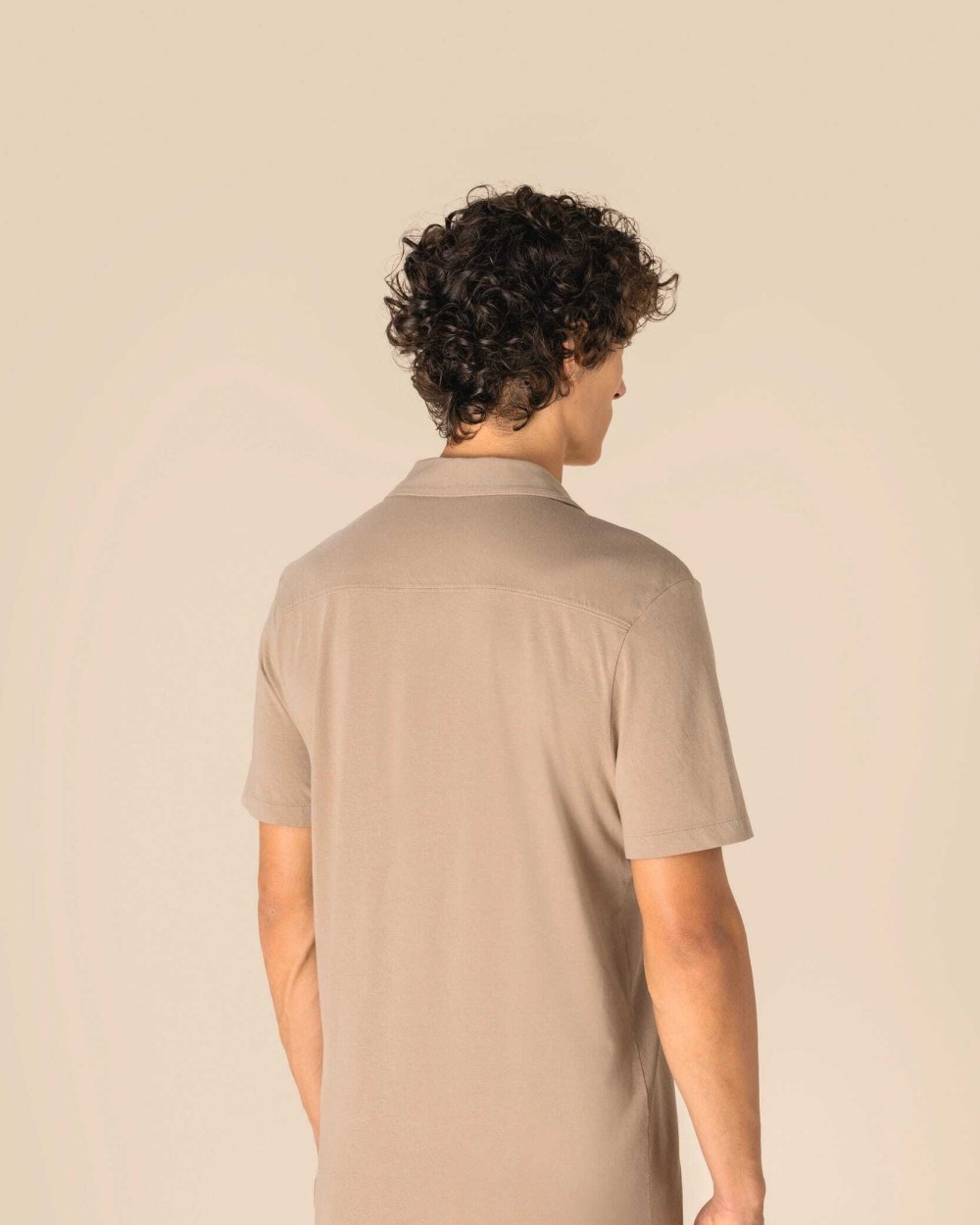 Chemises personnalisable SPASSO Chemise écoresponsable à col bowling délavée en jersey manches courtes homme