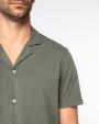 Chemises personnalisable SPASSO Chemise écoresponsable à col bowling délavée en jersey manches courtes homme