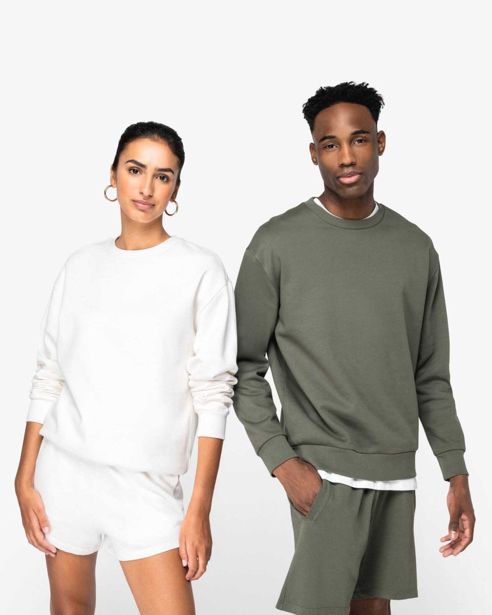 Sweaters & hoodies NATIVE SPIRIT Ecologische uniseks sweater met ronde hals en afhangende mouwen in geborsteld fleece voor bedrukking &amp; borduring