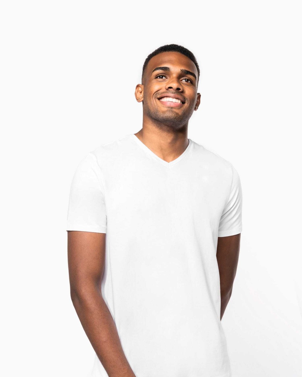 KARIBAN Kurzarm-T-Shirt mit V-Ausschnitt T-Shirts personalisierbar