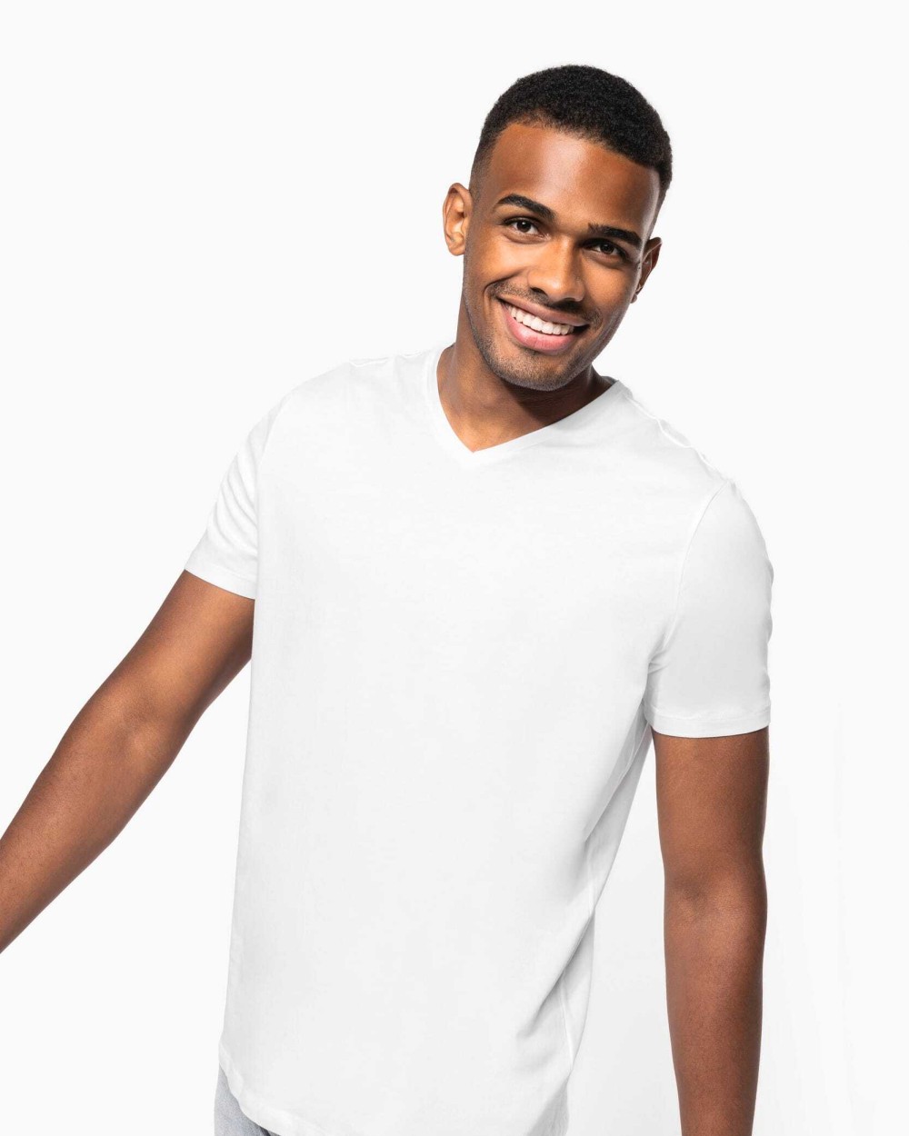 KARIBAN Kurzarm-T-Shirt mit V-Ausschnitt T-Shirts personalisierbar