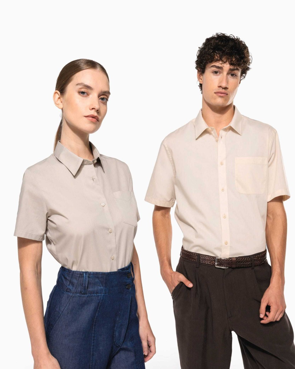 KARIBAN Popeline-Kurzarmhemd Baumwollpolyester pflegeleicht für Damen Hemden personalisierbar