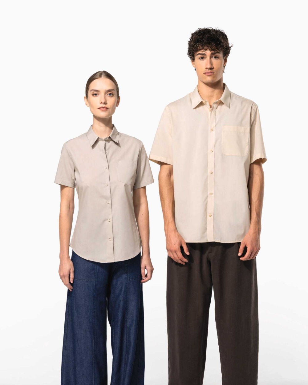 KARIBAN Popeline-Kurzarmhemd Baumwollpolyester pflegeleicht für Damen Hemden personalisierbar