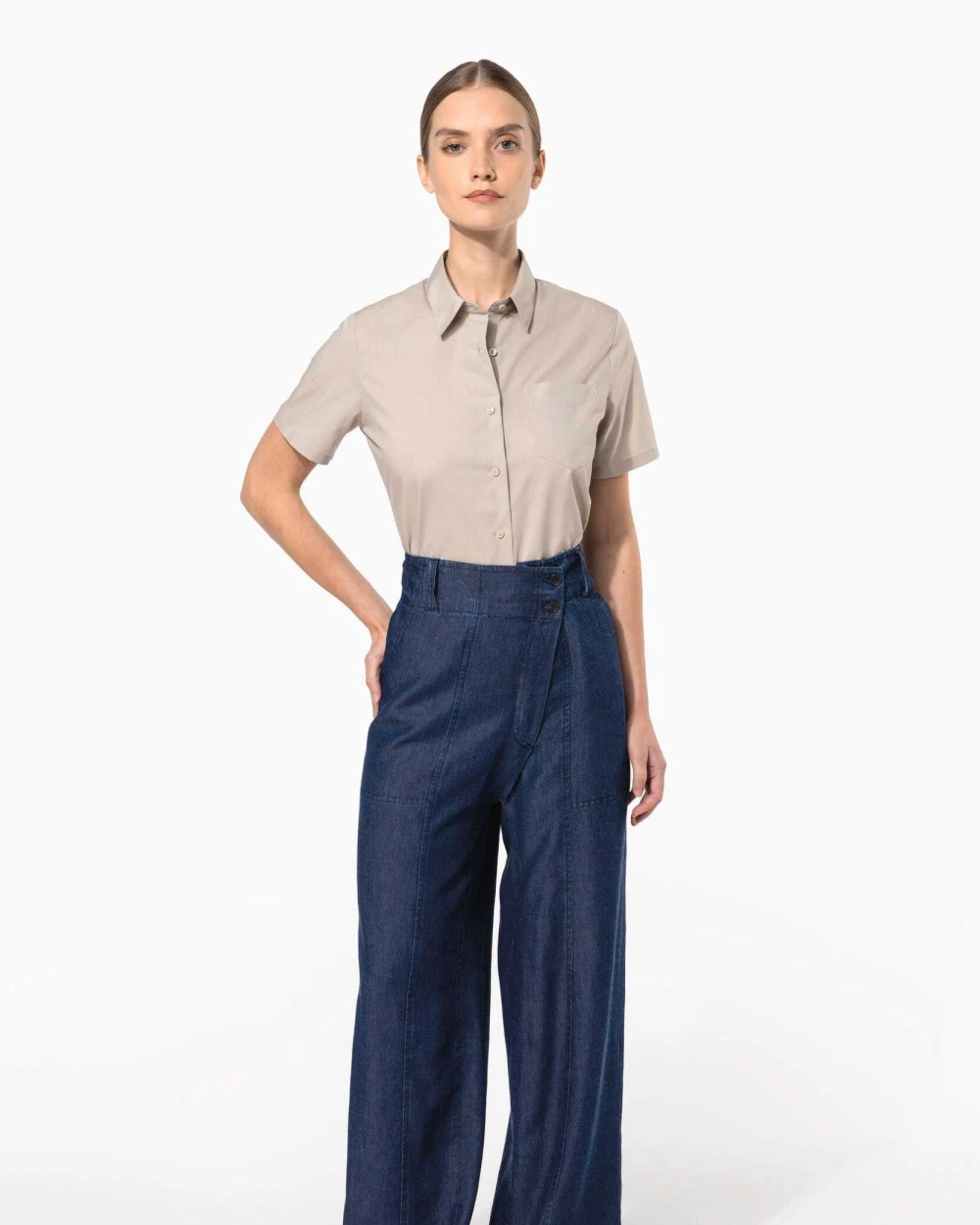 Chemises personnalisable KARIBAN Chemise popeline polycoton manches courtes entretien facile femme