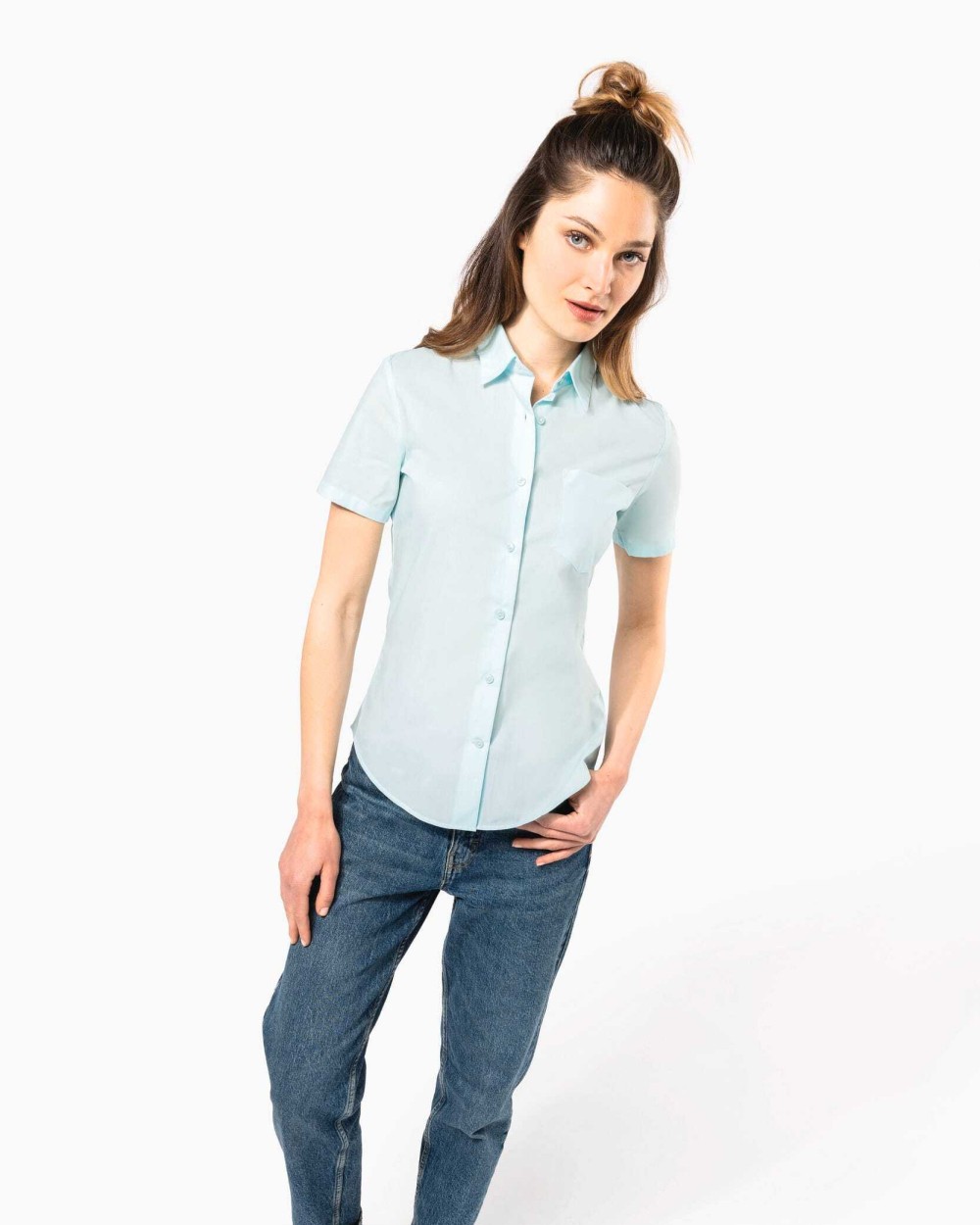 Chemises personnalisable KARIBAN Chemise popeline polycoton manches courtes entretien facile femme