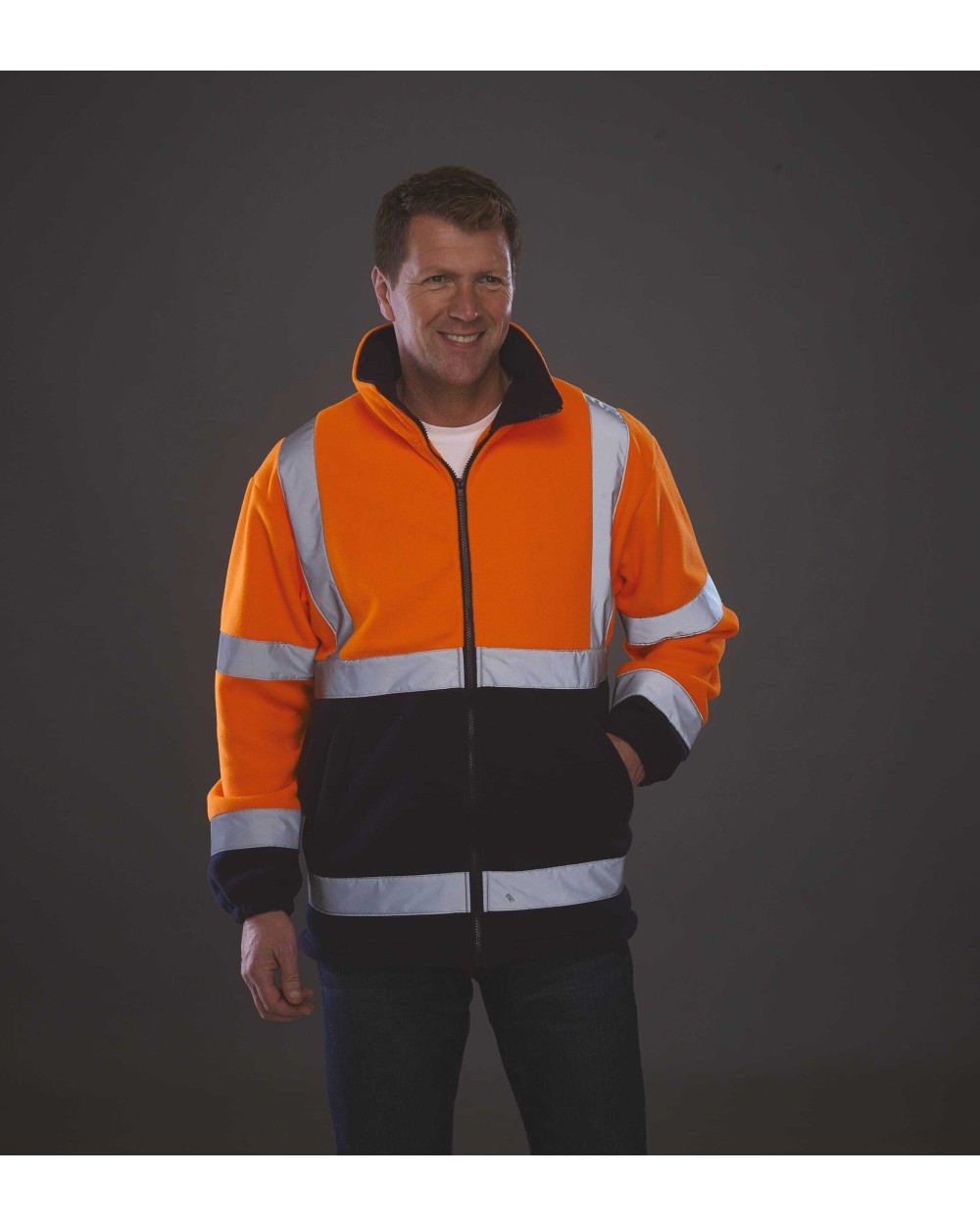 YOKO Robuste Fleecejacke in Warnfarbe Polar Fleeces personalisierbar